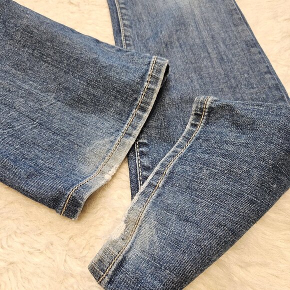 Guess Women's Blue Daredevil Boot Cut Stretch Distressed Embroidery Jeans 26 - Picture 8 of 13